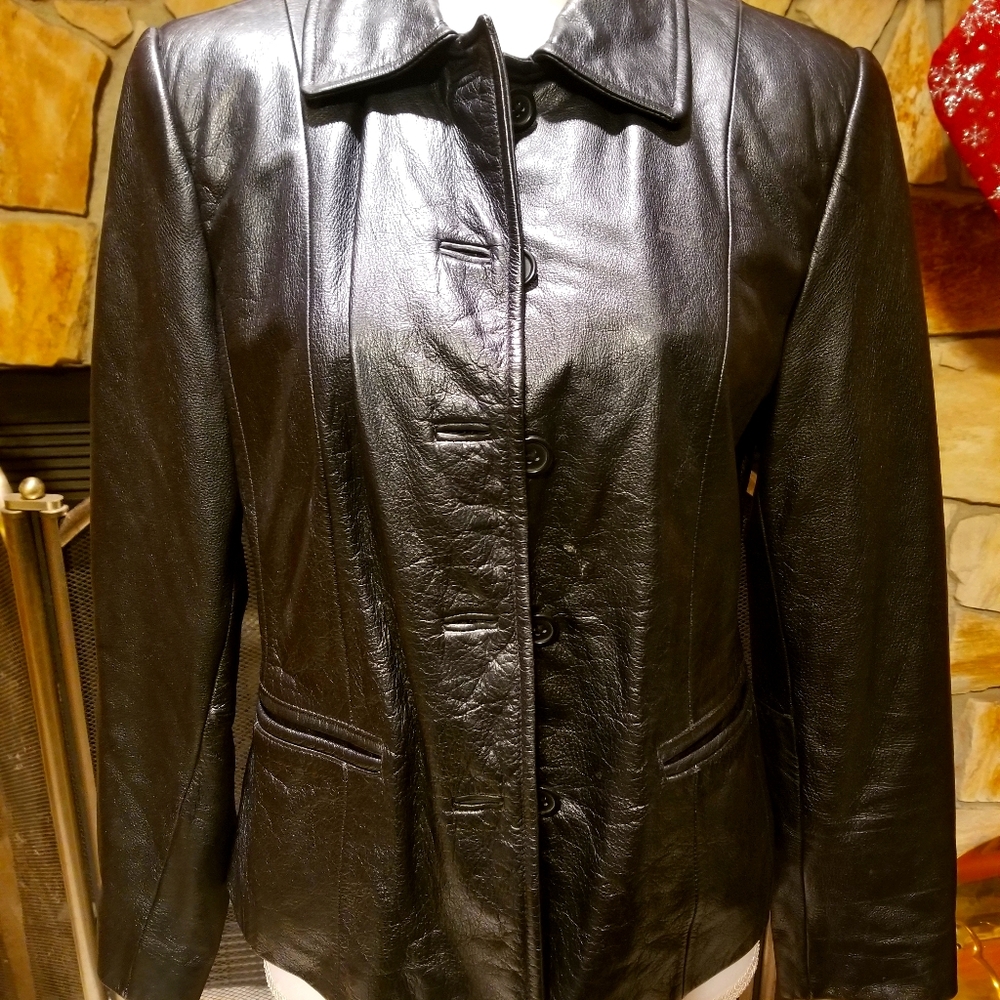 Preston & York Genuine Leather Jacket Sz PS EUC